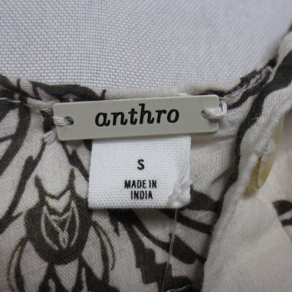 NWT ANTHROPOLOGIE womens TANK cream BROWN gold CROPPED adjustable BOHO SIZE S - Picture 4 of 12